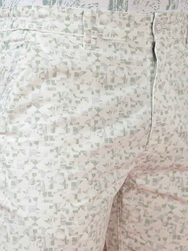 White Printed 100% Cotton Shorts