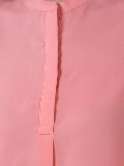 Pink Band Collar Sleeveless Top