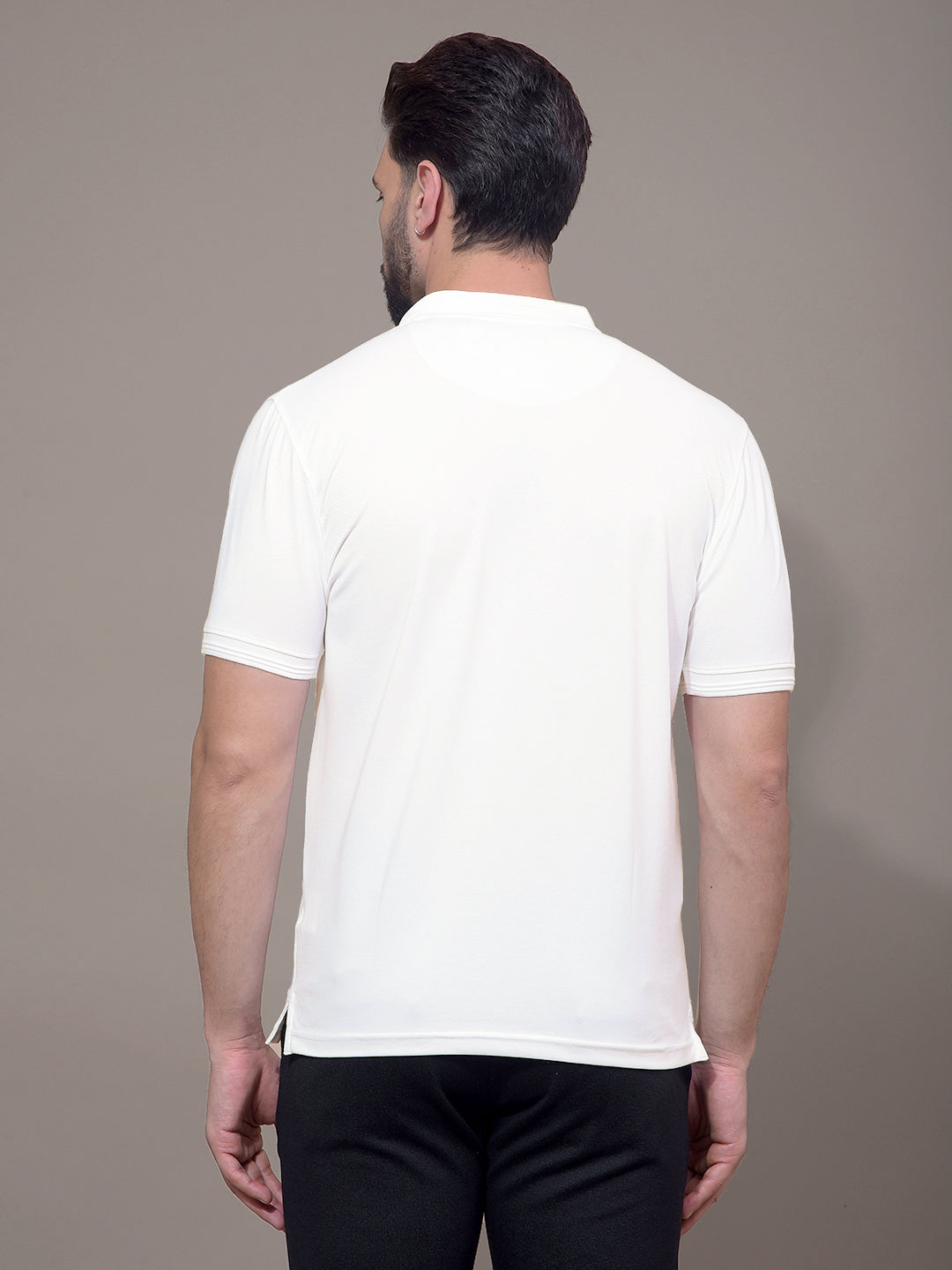 White Polo Neck T-Shirt-Men T-Shirts-Crimsoune Club