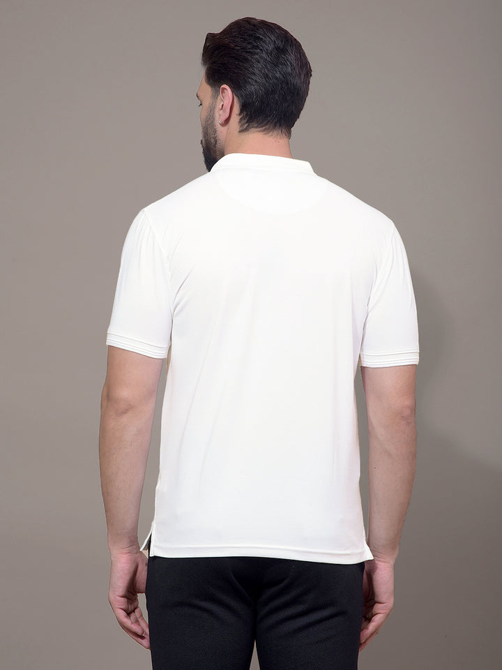 White Polo Neck T-Shirt-Men T-Shirts-Crimsoune Club