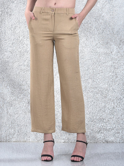 Sandstone Linen Wide-Leg Pants