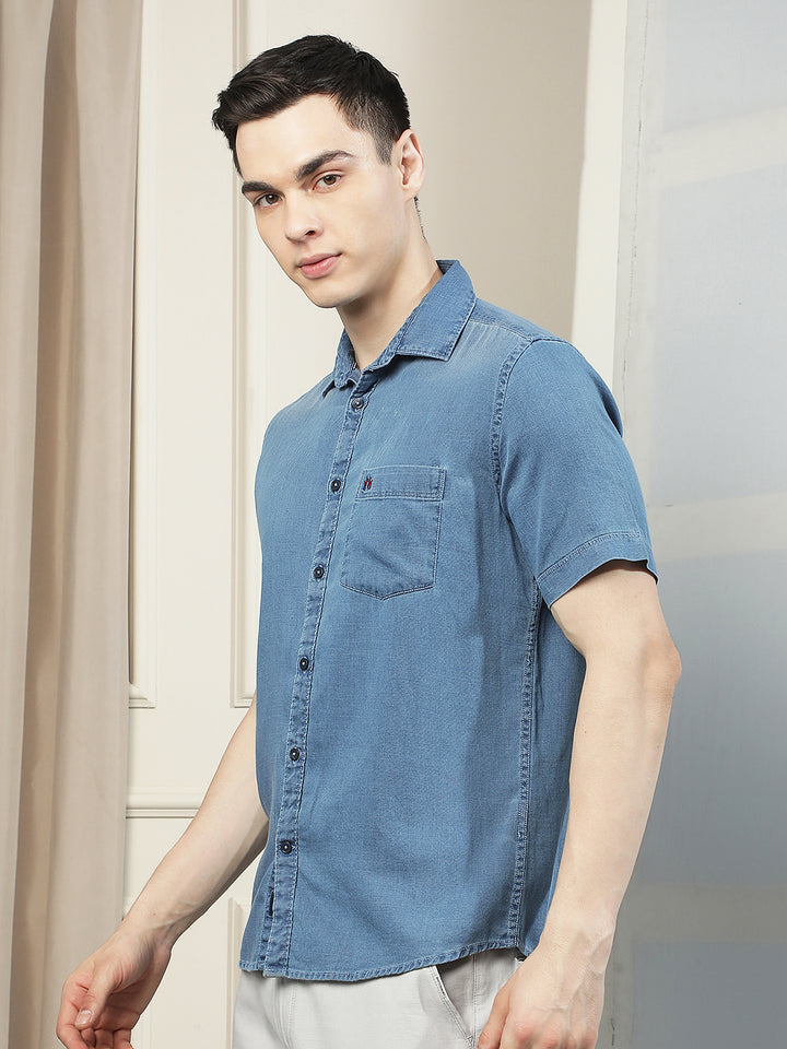 Blue 100% Cotton Denim Shirt
