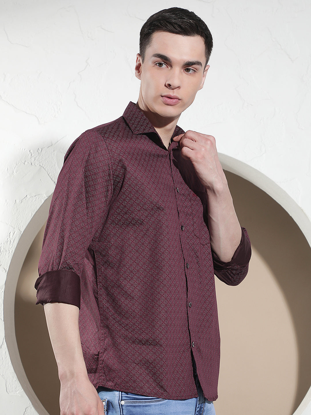 Luxe Deep Maroon Printed Shirt