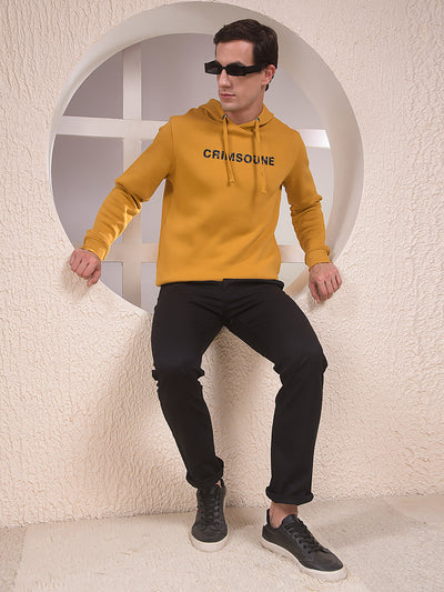 Mustard Embellished Hooded Neck Sweatshirt