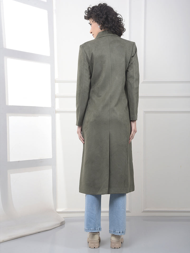Olive Notched Lapel Over-Coat