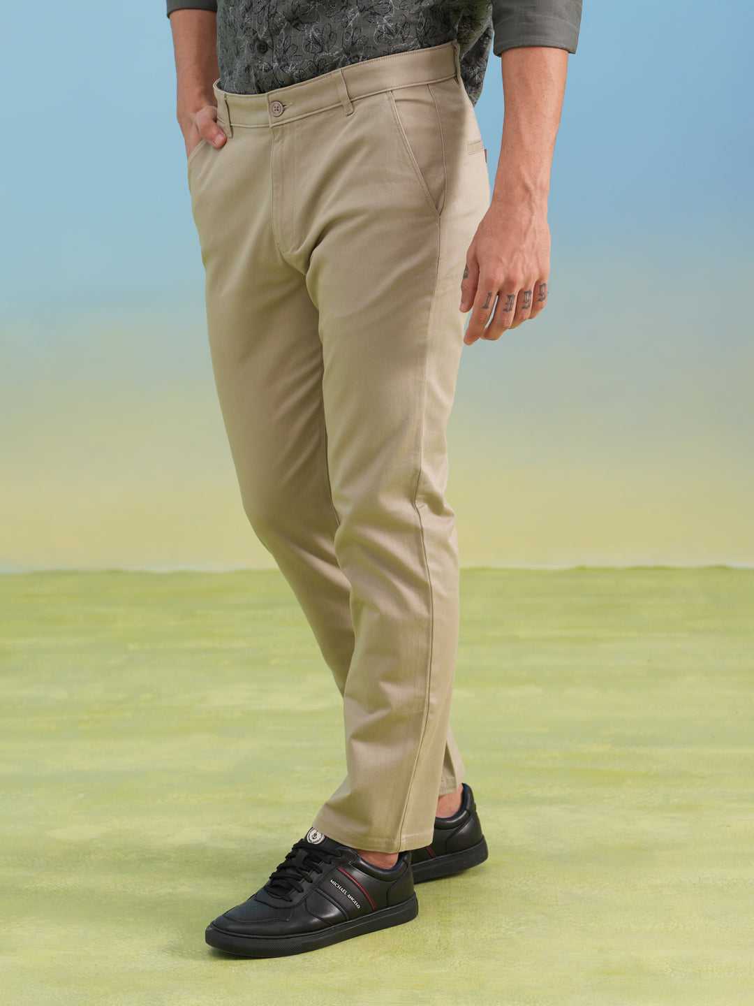 Contemporary Straight Dobby Trousers