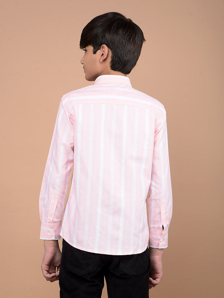 Pink Vertical Stripes 100% Cotton Shirt-Boys Shirts-Crimsoune Club
