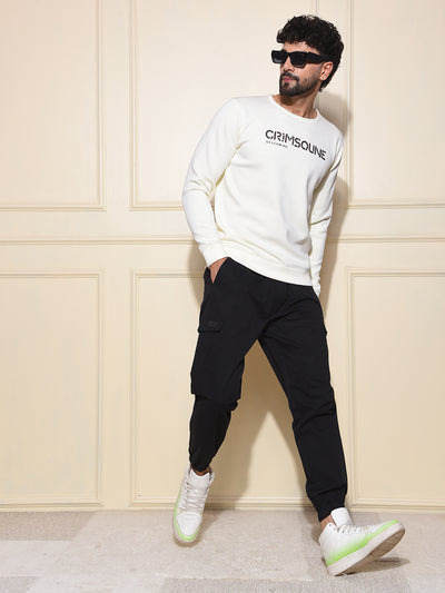 Beige Typographic Print Sweatshirt
