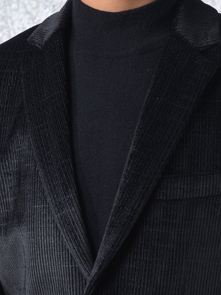 Black Jacquard Single-Breasted Blazer