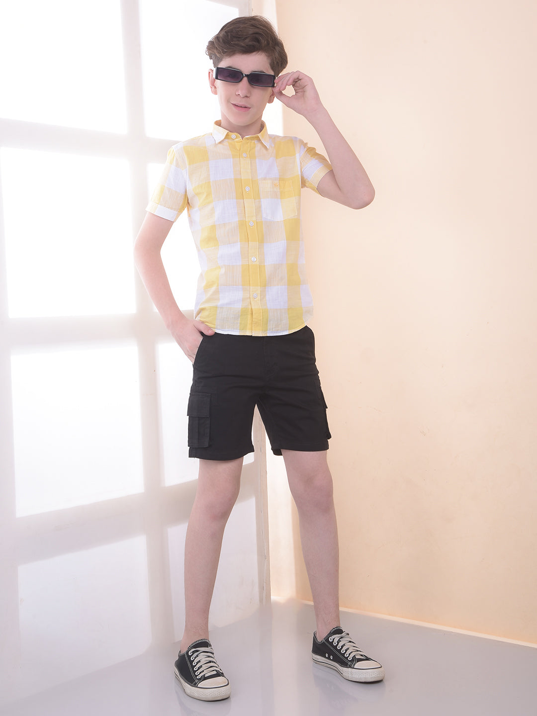 Black Cotton Cargo Shorts