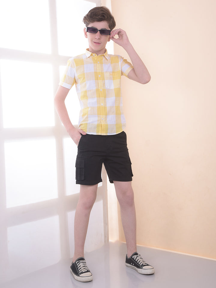 Black Cotton Cargo Shorts