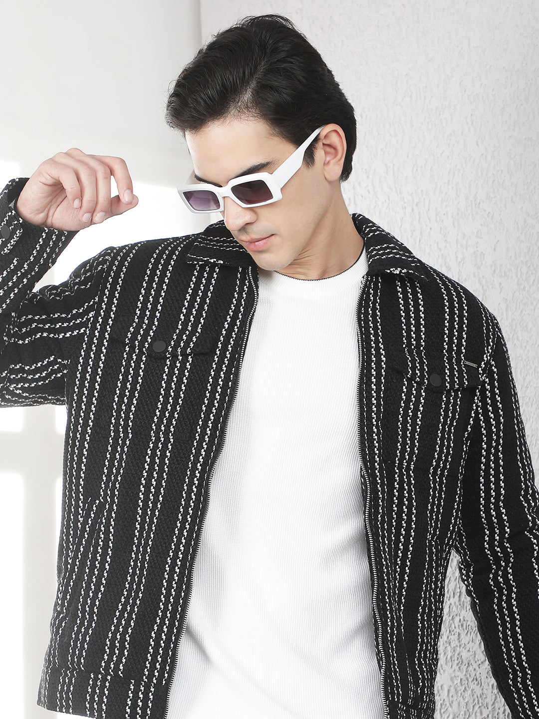 Black Vertical Stripes Shacket