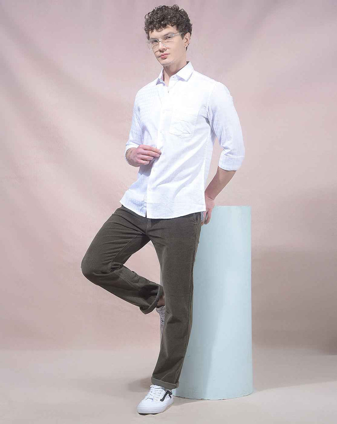 Olive Straight Corduroy Trousers