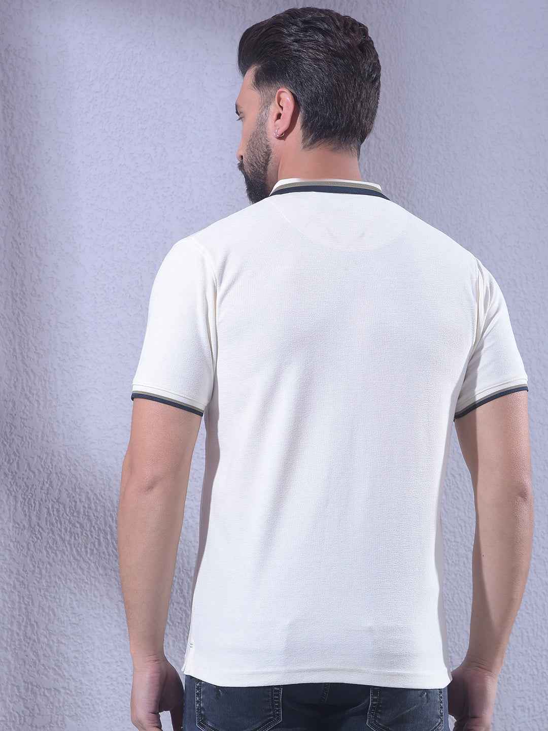 Off White Polo Neck T-Shirt