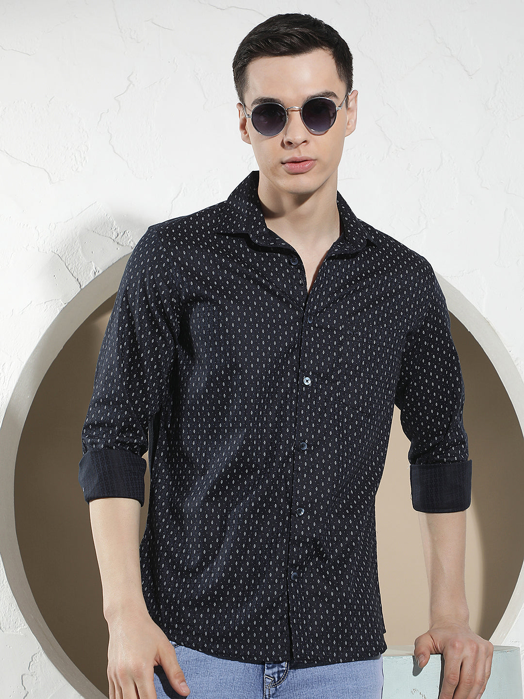 Blue Micro Print Shirt