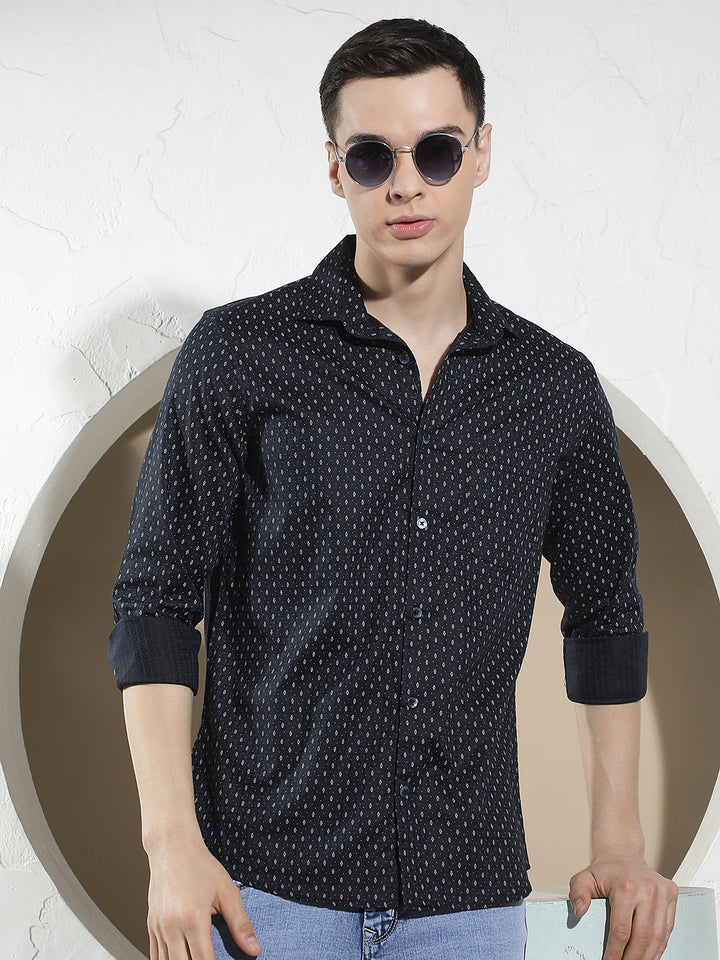 Blue Micro Print Shirt