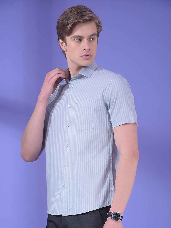 Grey Vertical Stripes 100% Cotton Shirt