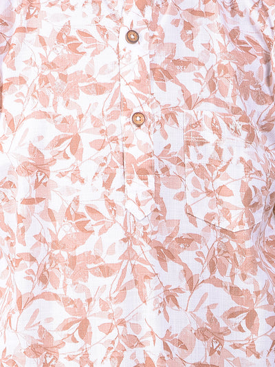 Brown Floral Print 100% Cotton Kurta
