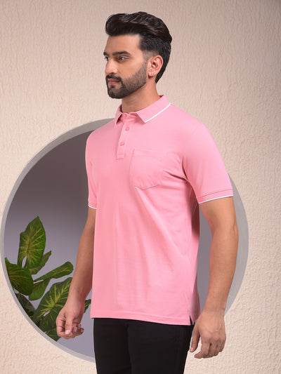 Pink Polo Neck T-Shirt
