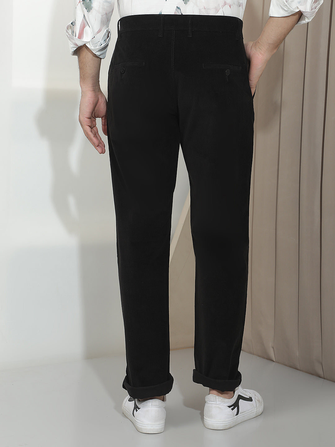 Black Straight Corduroy Trousers