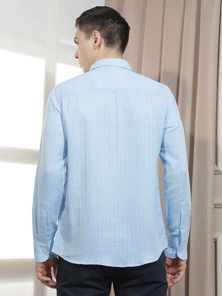 Blue Vertical Stripes Shirt