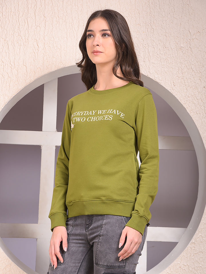 Olive Graphic Print Sweatshirt