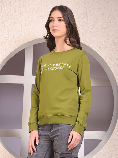 Olive Graphic Print Sweatshirt