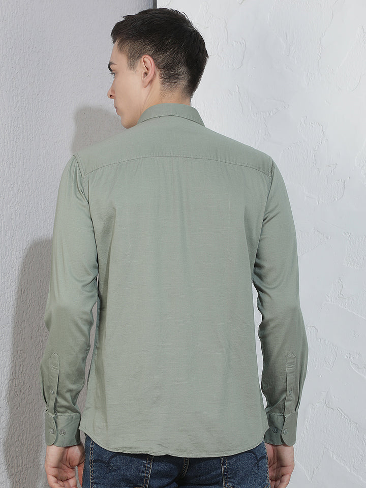 Structured Olive Emerald Green Shirt