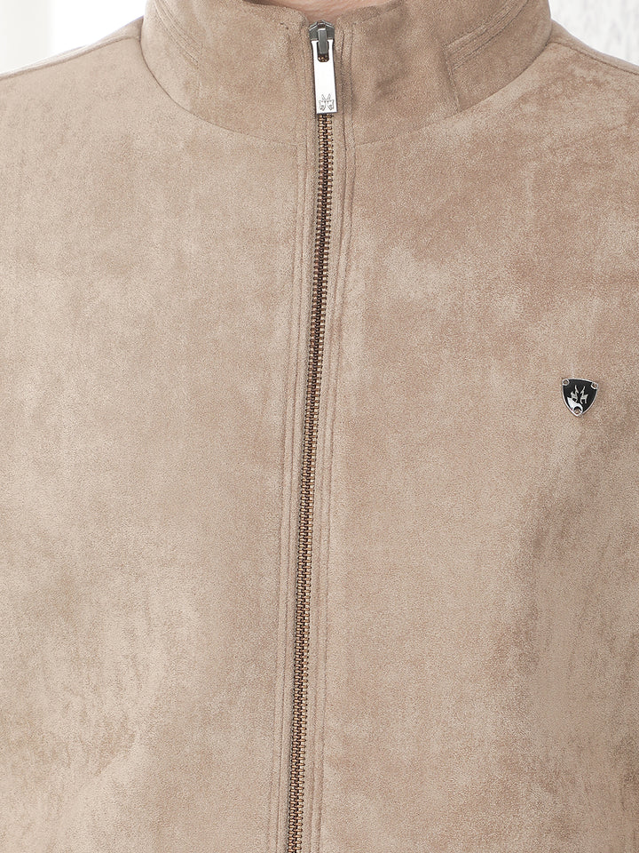 Structured Safari Tan Bomber Jacket