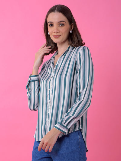 Green Vertical Stripes 100% Modal Shirt