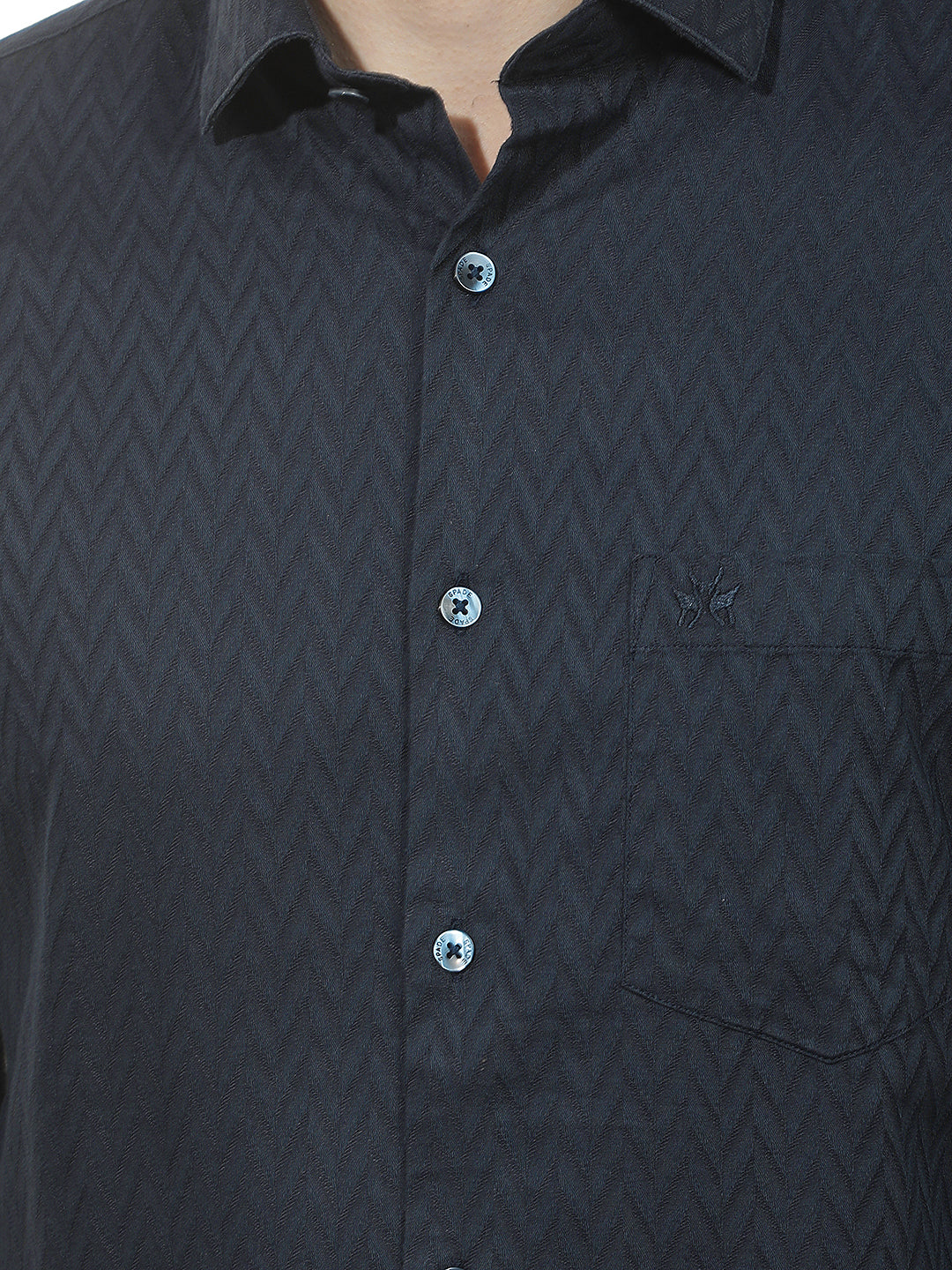 Structured Anchor Blue Navy Blue Shirt