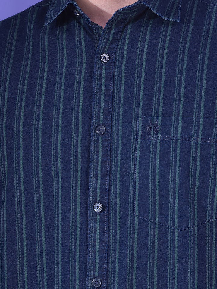 Blue Vertical Stripes 100% Cotton Shirt