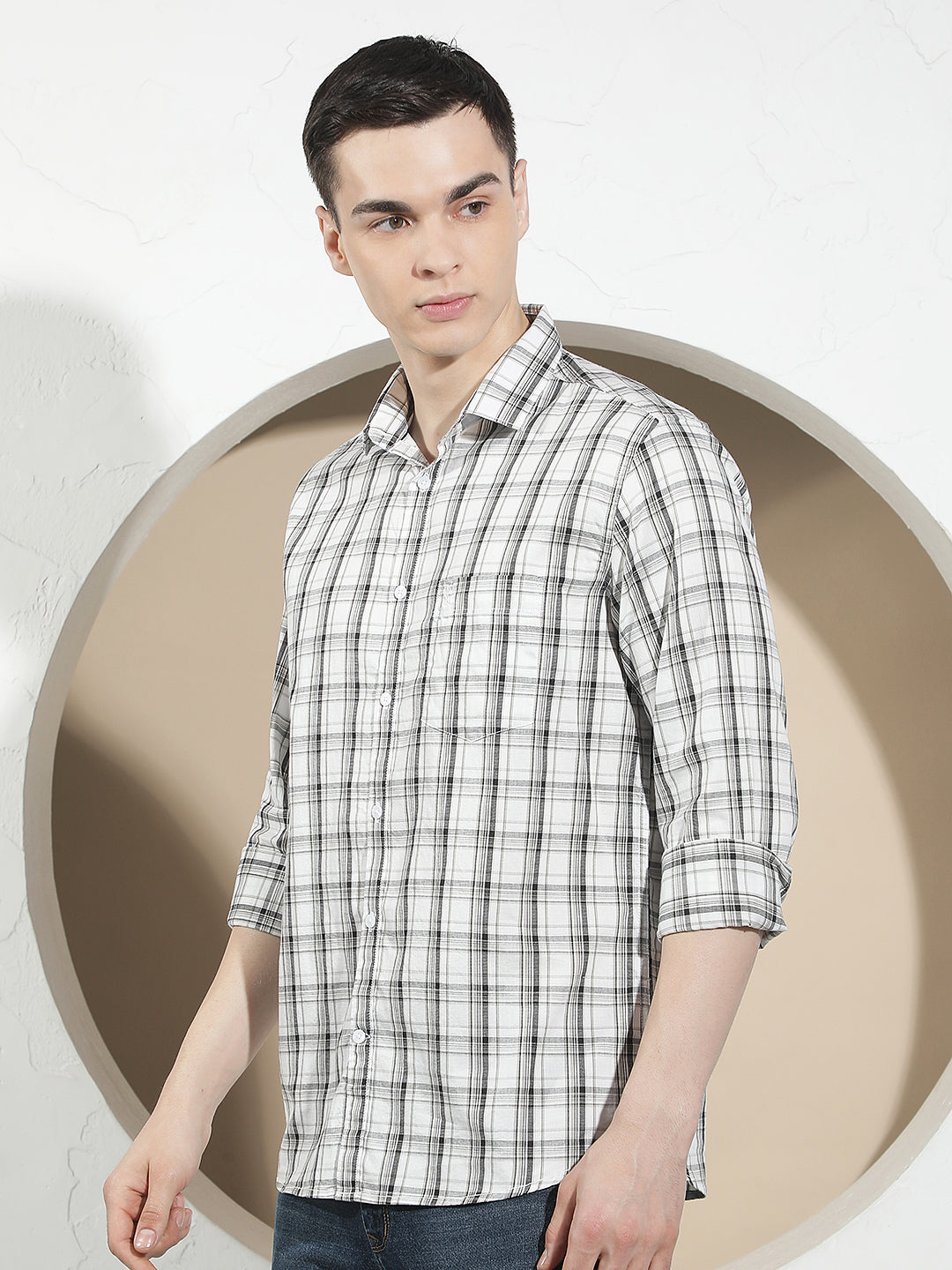 White Checked 100% Cotton Shirt