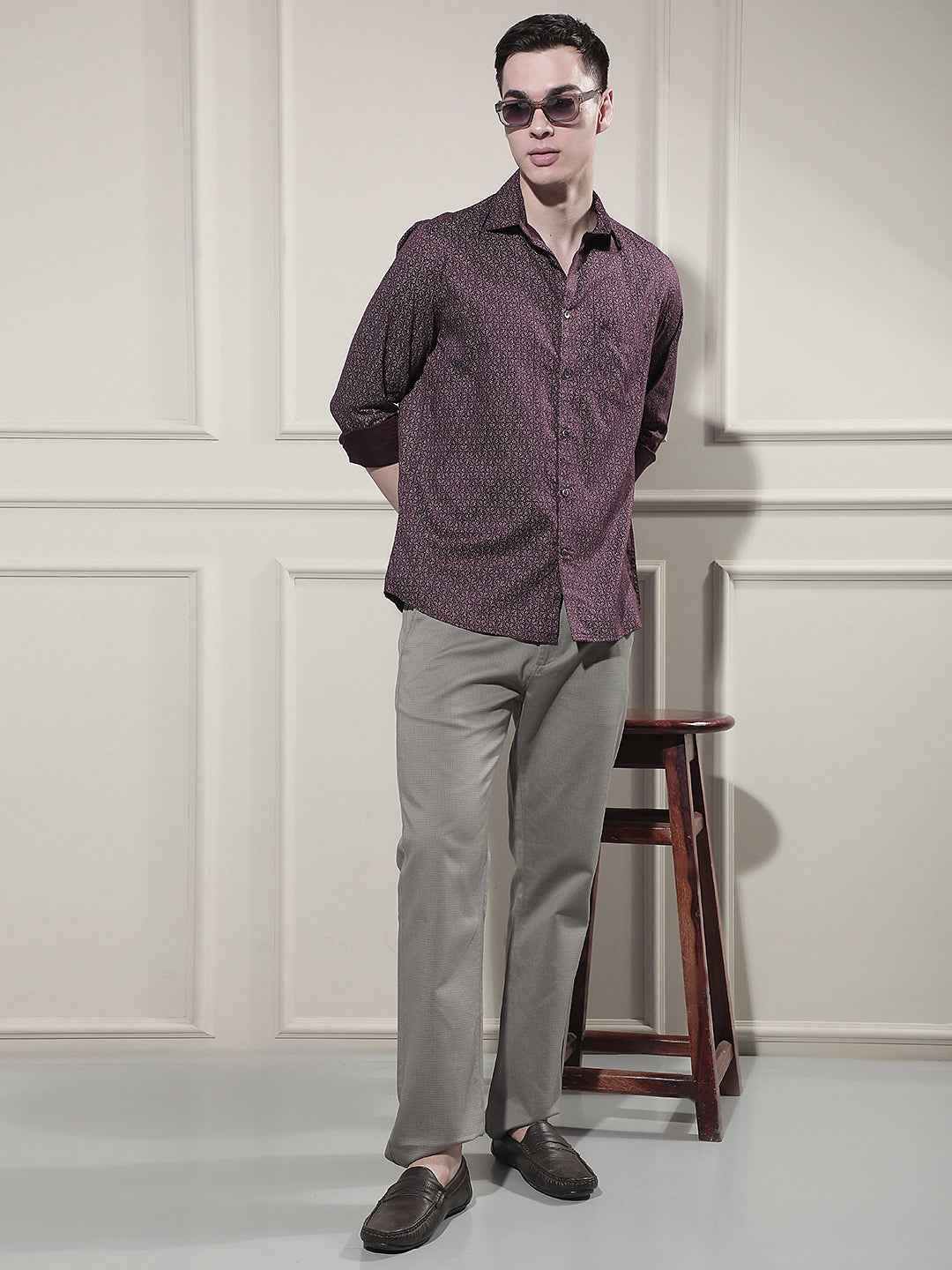 Trendy Wine Printed Shirt