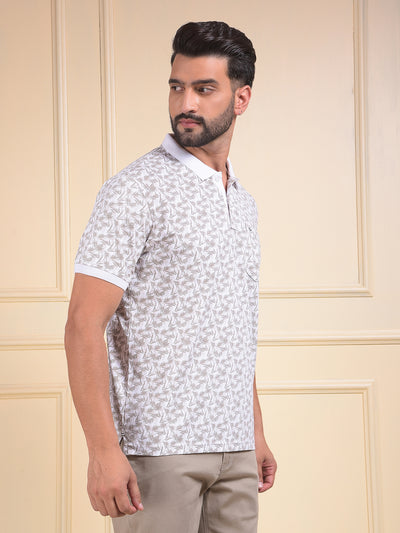 Olive Printed Polo Neck T-Shirt