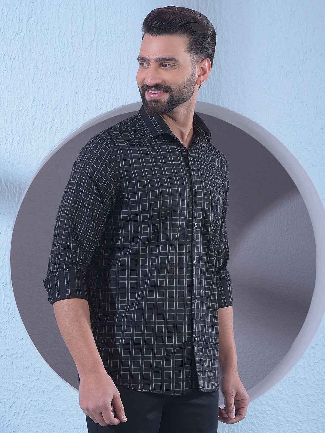 Black Printed 100% Cotton Shirt