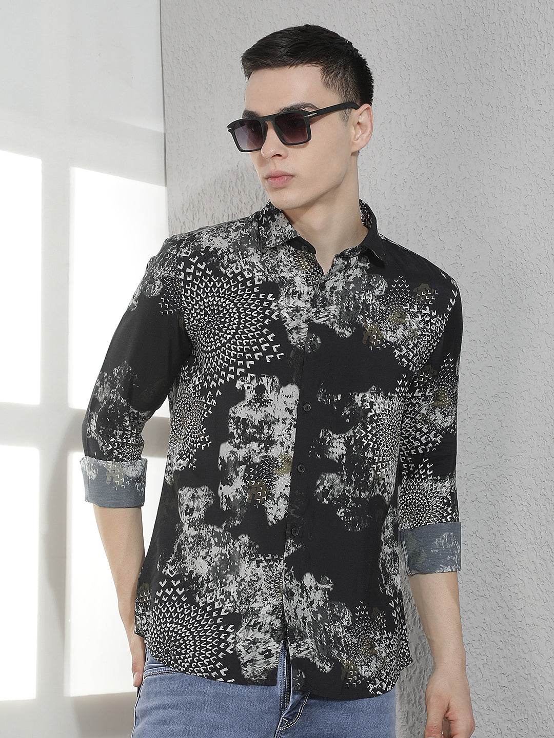 Black Printed Modal Shirt