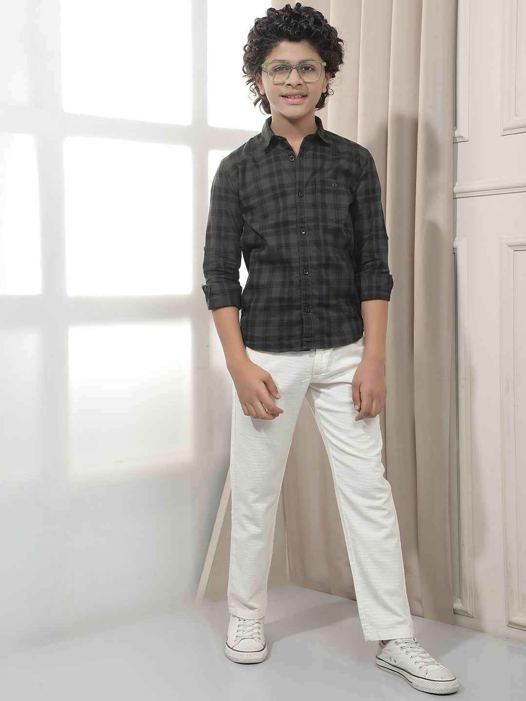 Green Checked 100% Cotton Shirt