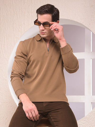 Brown Polo Neck Sweatshirt