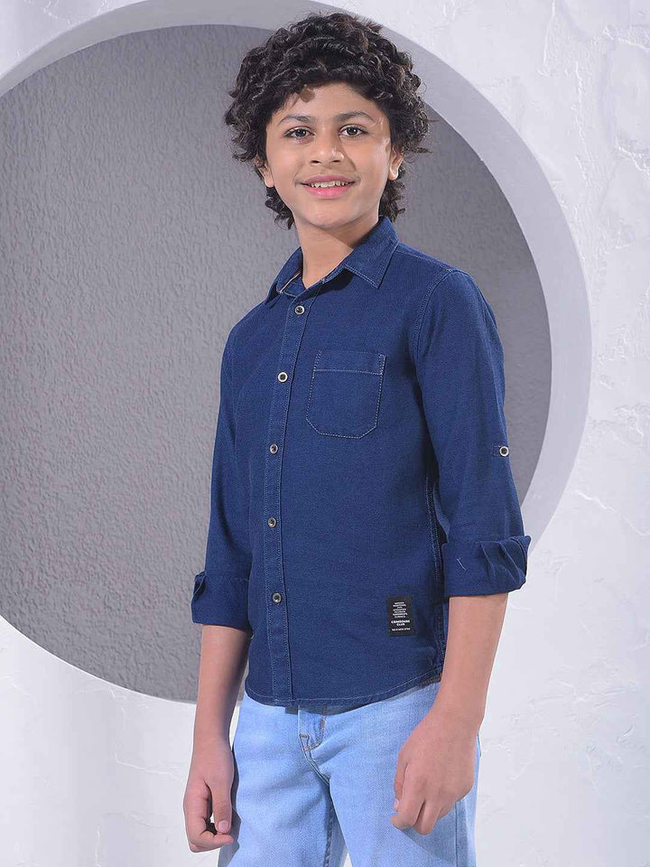 Blue 100% Cotton Denim Shirt