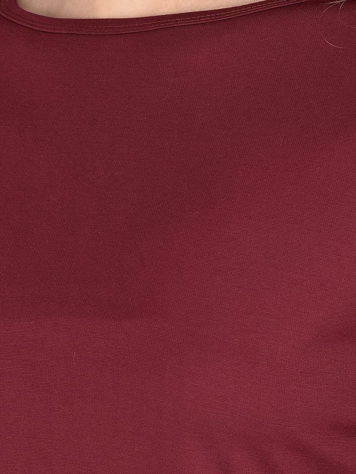 Wine Crop Length T-Shirt-Women T-Shirts-Crimsoune Club