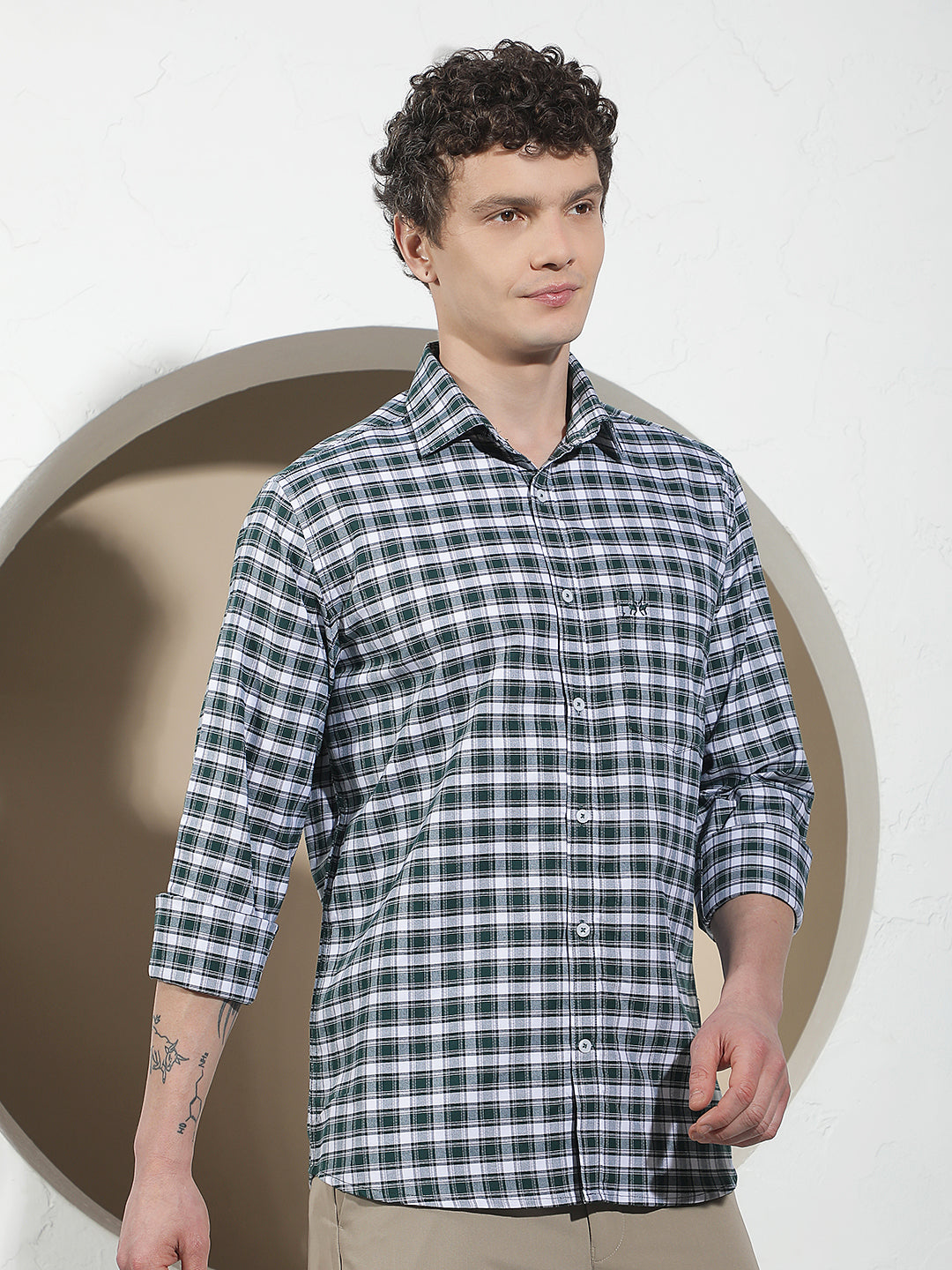 Green Checked 100% Cotton Shirt