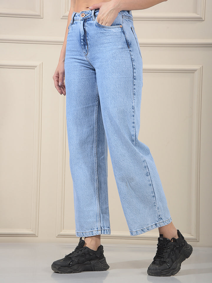 Blue 100% cotton Wide Leg Jeans