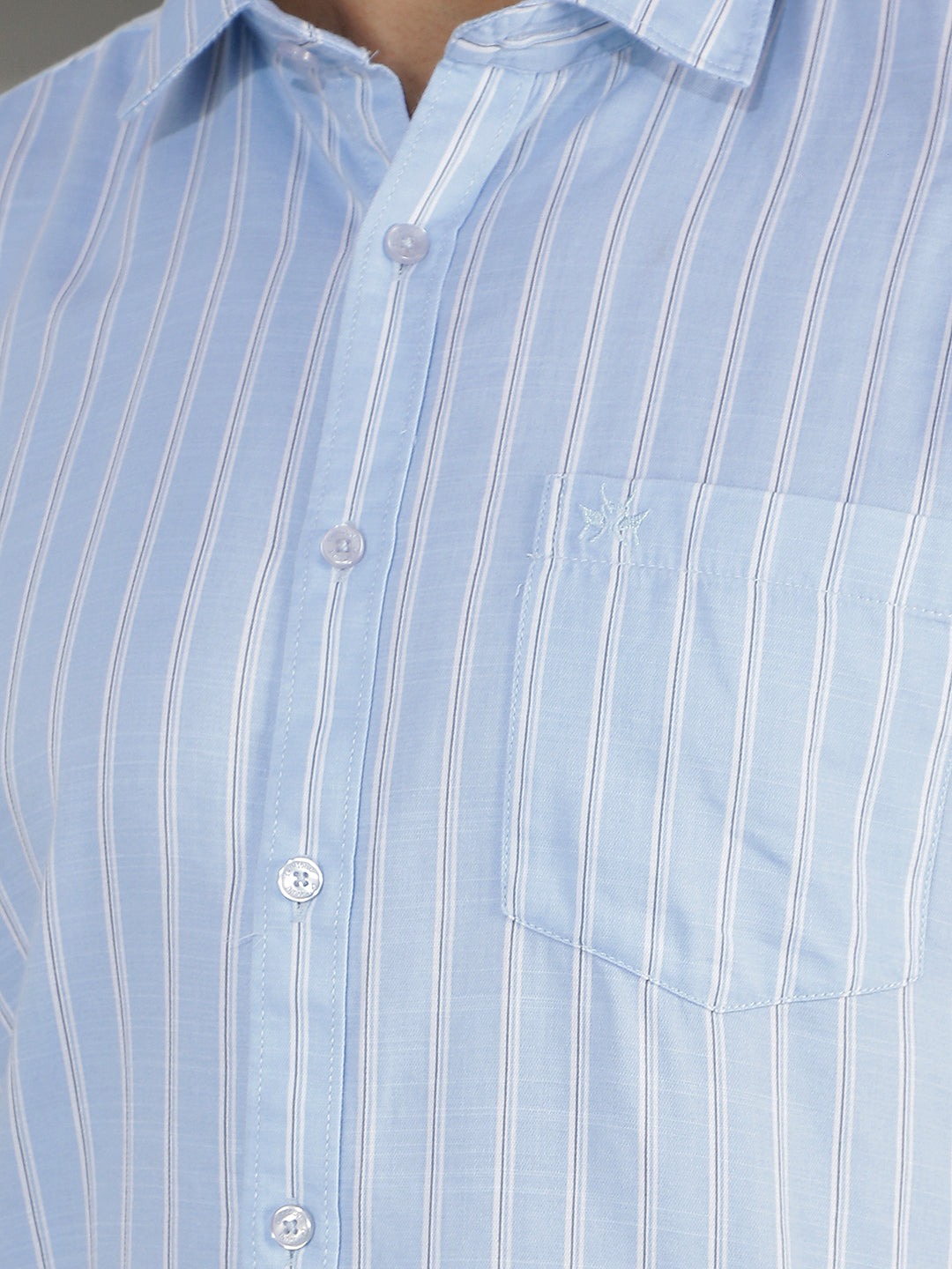 Sky Blue Vertical Stripes Shirt