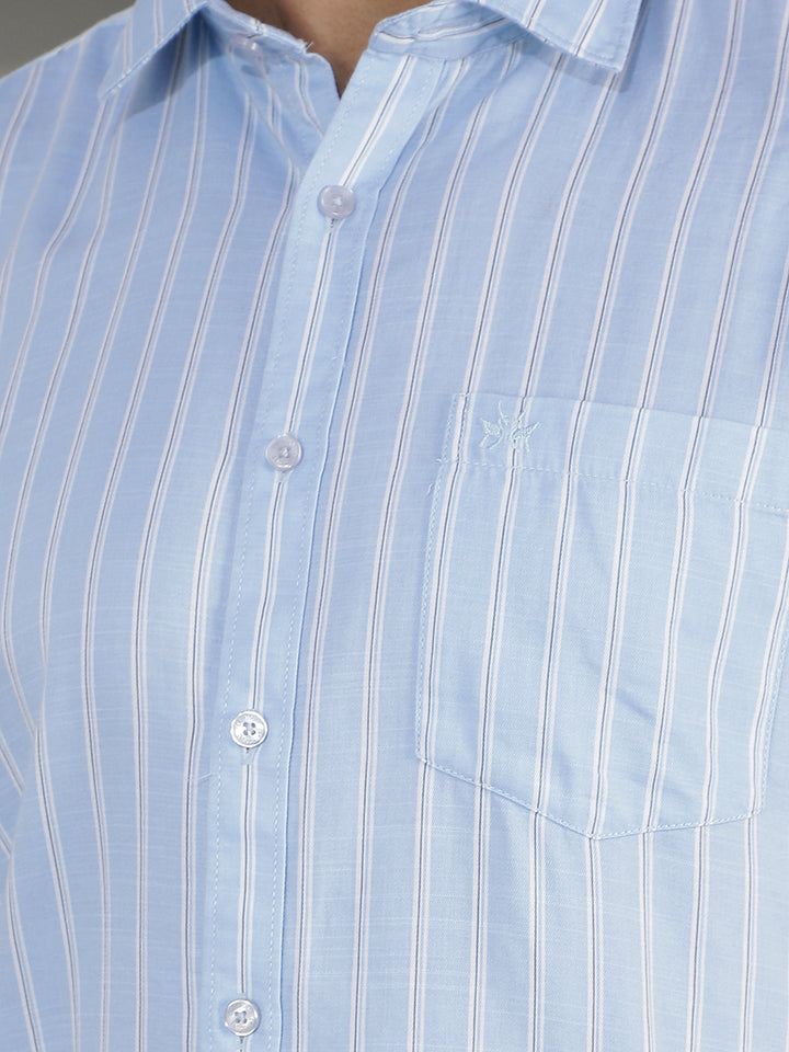 Sky Blue Vertical Stripes Shirt