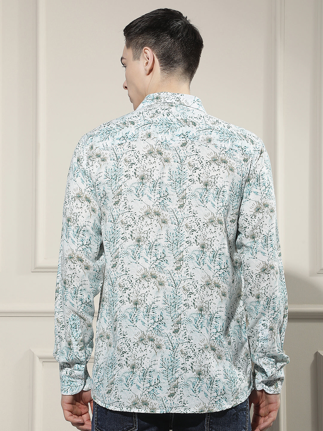 Multi-Color Floral Print Linen Shirt