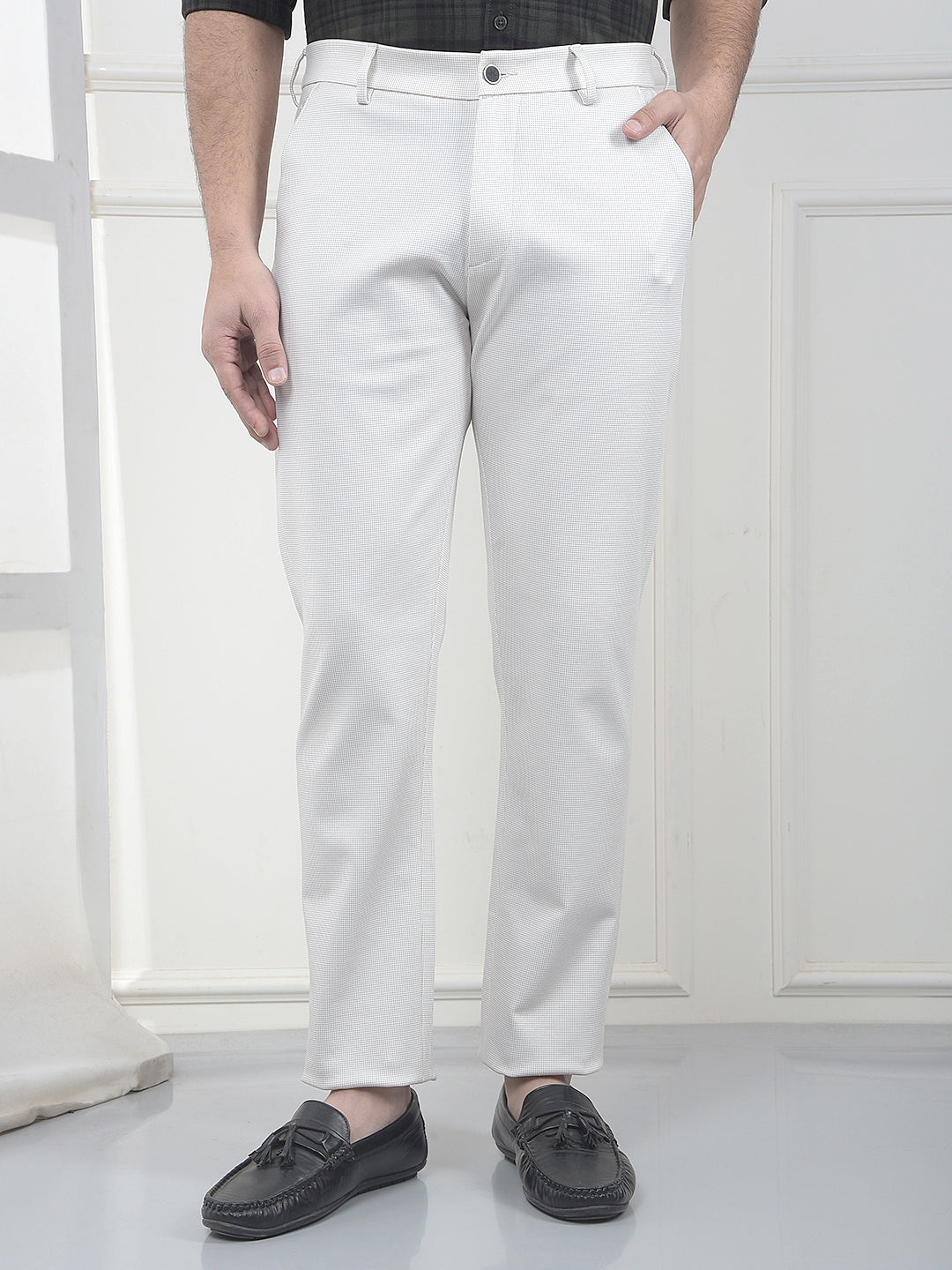 Beige Jacquard Knitted Trousers