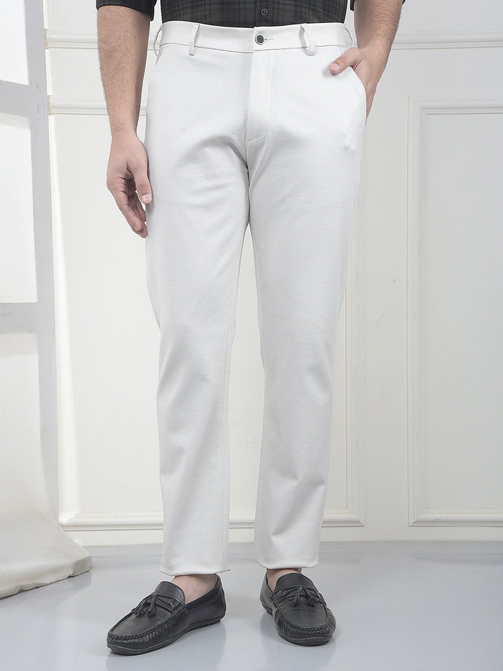 Beige Jacquard Knitted Trousers