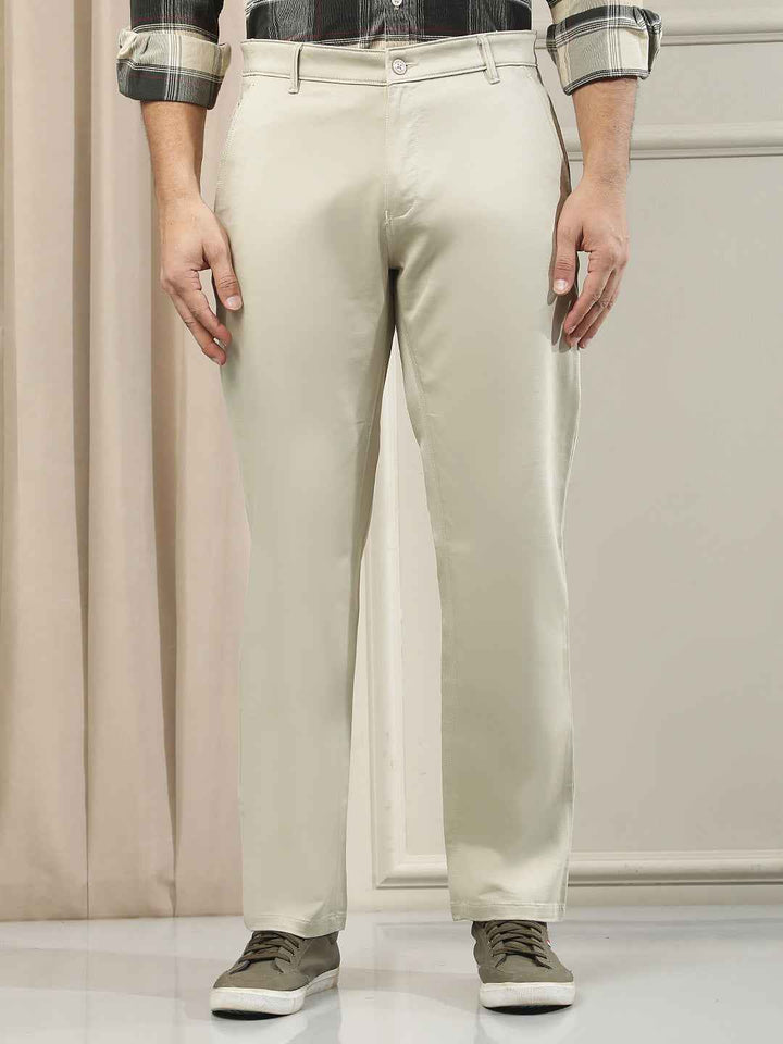 Beige Straight Trousers