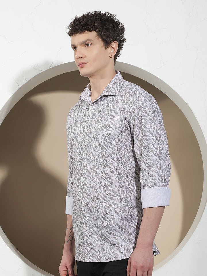 Grey Floral Print Shirt